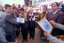 तुम्बेवा गाउँपालिकामा दमक मौवा बससेवा संचालन उदघाटन समारोह मिति २०७५/